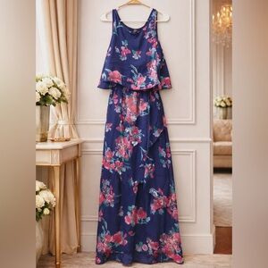 NWT Robert Louis Medium Navy Floral Maxi Dress